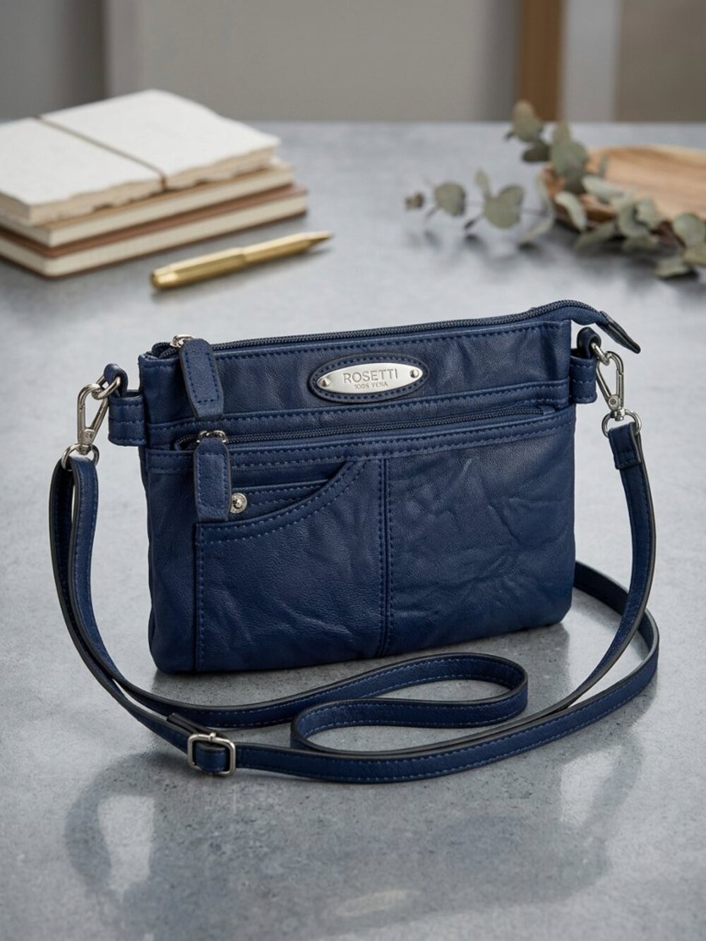 Rosetti - Dark Navy Faux Leather Crossbody Organizer Bag
